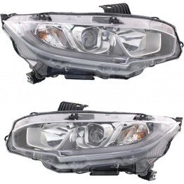 CarLights360: For Honda Civic Headlight 2016 2017 2018 Pair Driver and Passenger Side | w/ Bulbs | Black Housing | (CAPA Certified | HO2502173 + HO2503173 (PLX-M1-316-1180L-AC2-CL360A1)