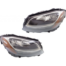 CarLights360: For Mercedes-Benz C300 Headlight 2015 2016 2017 2018 Pair Driver and Passenger Side Black Housing DOT Certified For MB2502220 | MB2503220 (PLX-M1-339-1146L-AF2-CL360A1)