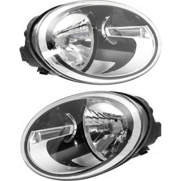 CarLights360: For Volkswagen Beetle Headlight 2012 13 14 15 16 17 2018 Pair Driver and Passenger Side W/ Bulbs Black Housing CAPA Certified Replaces VW2502147 | VW2503147 (PLX-M1-340-1132L-AC2-CL360A1)