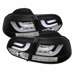 Spyder For Volkswagen Golf 2010-2013 LED Tail Lights Pair Black G2 Type w/ Light Bar | 5071767
