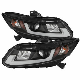 Spyder For Honda Civic 2012-2014 Projector Headlights Pair | Light Bar DRL Black | 5076519