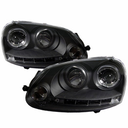 Spyder For Volkswagen Jetta 2006-2009 Headlights Pair | Halogen LED DRL Black | 5012098