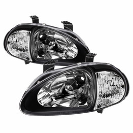 xTune For Honda Del Sol 93-97 Headlights Pair 1Pc Crystal Black HD-ON-HDEL93-1P-BK | 5014207