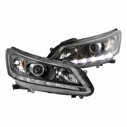 xTune For Honda Accord 13-15 Headlights Pair Halogen Sedan Black HD-JH-HA13-4D-LED-BK | 9040719