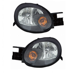 For Dodge/Plymouth Neon 2003-2005 Headlight Assembly Black Bezel Set Pair Driver and Passenger Side (CLX-M1-333-1109P-AS2)