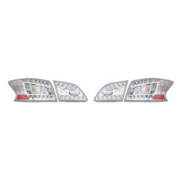 For Nissan Sentra 2013 14 15 2016 Tail Light Assembly Driver and Passenger Side | Pair | Inner & Outer | LED Type | Clear Lens | Chrome Bezel (CLX-M1-314-1979FXAS-C)