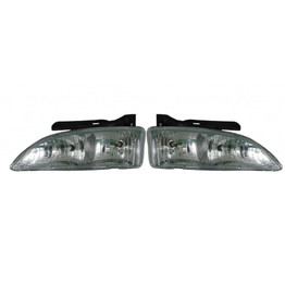 For Chevy Cavalier 1995-1999 Headlight Assembly Unit Diamond Design Pair Driver and Passenger Side GM2505106 (CLX-M1-331-1125PXUS)