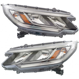 For Honda CR-V Headlight Assembly 2015 2016 Pair Driver and Passenger Side | w/ Bulbs | Black Housing | DOT Certified | HO2502162 (PLX-M1-316-1172L-AF2-CL360A1)