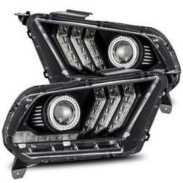 AlphaRex For Ford Mustang 2010-2012 Projector Headlight PRO-Series Jet Black | Plank Style, w/Top/Bottom DRL (TLX-arx880110-CL360A70)