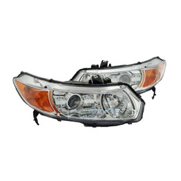 For Honda Civic Coupe 2007-2008 Headlight Assembly Projector w/LED Chrome Pair Driver and Passenger Side (CLX-M0-M17-1102P-AS1)