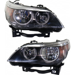 CarLights360: For BMW 550i Headlight 2006 2007 Pair Driver and Passenger Side | Black Housing | BM2502134 + BM2503133 (PLX-M1-343-1146L-AS2-CL360A4)