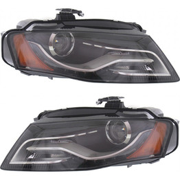 For Audi A4 / S4 Headlight 2009 10 11 2012 Pair Driver and Passenger Side HID w/o Curve For AU2502150 | 8K0 941 029 AL (PLX-M0-20-9042-01-CL360A55)