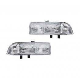 For Chevy S10 Headlight 1998-2004 Pair Driver and Passenger Side w/ Bulbs w/ Bright Bezel CAPA Certified Replaces GM2502172 | 16526217 (PLX-M0-20-5238-00-9)
