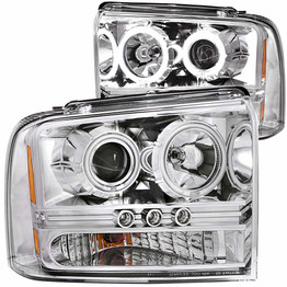 ANZO For Ford F-250 Super Duty 2005 06 2007 Projector Headlights w/ Halo Chrome | w/ LED Strip CCFL 1pc (TLX-anz111118-CL360A71)