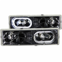 ANZO For GMC K3500 1988-2000 Crystal Headlights Carbon w/ Halo | (TLX-anz111005-CL360A90)