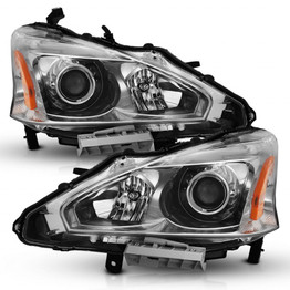 ANZO For Nissan Altima 2013-2015 Projector Headlight Chrome Amber | (TLX-anz121550-CL360A70)
