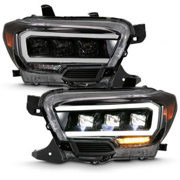 ANZO For Toyota Tacoma 2016-2018 Projector Headlights LED Plank Style Black | w/ Amber (TLX-anz111496-CL360A70)