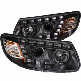 ANZO For Hyundai Santa Fe 2007 08 09 10 11 2012 Projector Headlights w/LED Black | (TLX-anz111237-CL360A70)