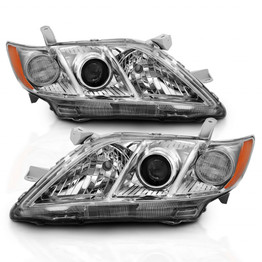 ANZO For Toyota Camry 2007 2008 2009 Projector Headlight Amber Chrome | OE Replacement (TLX-anz121551-CL360A70)