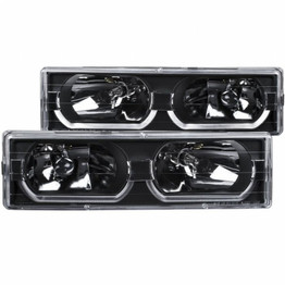 ANZO For GMC V3500/R3500 1988-1991 Crystal Headlights Black w/ Low - Brow | (TLX-anz111299-CL360A81)