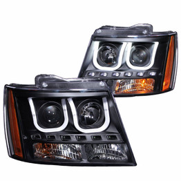 ANZO For Chevy Avalanche 2007-2013 Projector Headlights w/ U-Bar Black | (TLX-anz111273-CL360A71)
