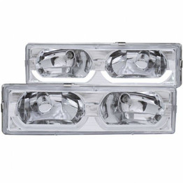 ANZO For Chevy C1500 Suburban 1992-1999 Crystal Headlights Chrome w/ Low - Brow | (TLX-anz111300-CL360A88)