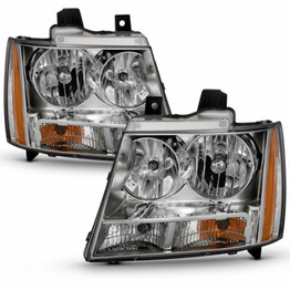 ANZO For Chevy Avalanche 2007-2013 Crystal Headlight Chrome Amber | (TLX-anz111475-CL360A71)