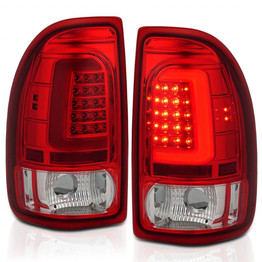 ANZO For Dodge Dakota 1997-2004 Tail Lights LED Chrome Housing Red Lens Pair | (TLX-anz311349-CL360A70)