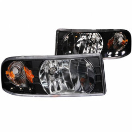 ANZO For Dodge Ram 1500 1994-2001 Crystal Headlights Black w/ LED | (TLX-anz111205-CL360A70)