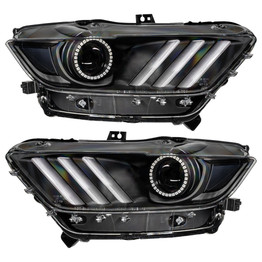 Oracle Headlights For Ford Mustang 2015 2016 2017 | Dynamic | RGB+A Pre-Assembled | Black Edition | ColorSHIFT