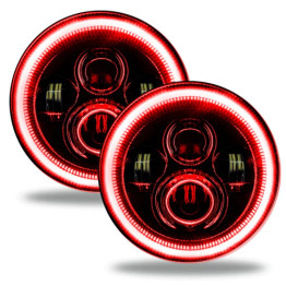 Oracle Headlights For Jeep Wrangler 2007-2021 | 7in. | High Powered LED | Black Bezel | Red