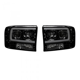 Recon Projector Headlights For Ford F-250/F-350 Super Duty 1999-2004 w/Ultra High Power Smooth OLED Halos & DRL | Smoked/Black