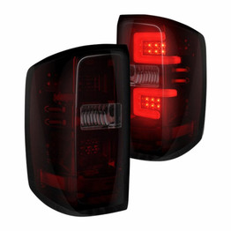 Recon Tail Lights For GMC Sierra 2500/3500 2014 2015 2016 2017 2018 2019 | Dually | LED | Dark Red Smoked Lens