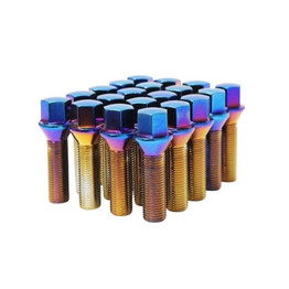 Wheel Mate Lug Bolt | Mevius Series | M14x1.50 | 50mm | 17mm Hex | 60 Deg Tap | Set of 20 | Cone Seat | Blue Neon