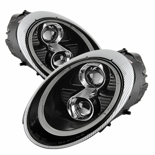 Spyder For Porsche 911 05-09 Projector Headlights Pair Xenon/HID Model- DRL LED Black | 5080103