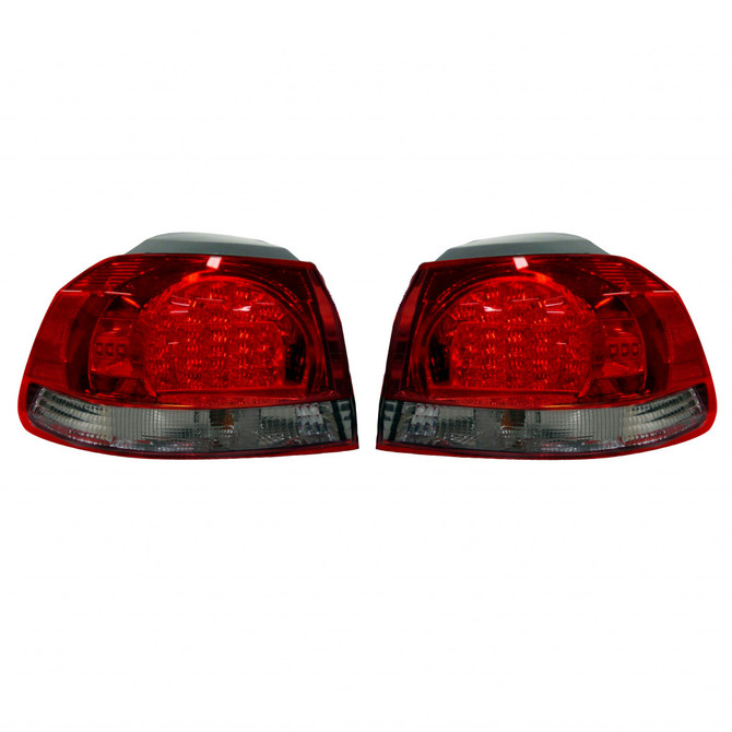 For Volkswagen Golf 2010 2011 Tail Light Unit Driver and Passenger Side | Pair | LED Type | Red/Smoke Lens For VW2811108 (CLX-M1-340-1930FXUSVSR)