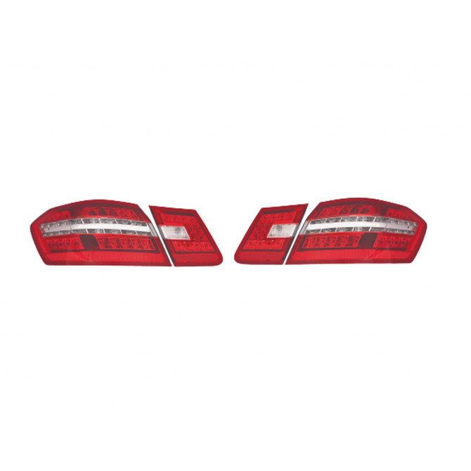 For Mercedes-Benz E63 AMG 2010 11 12 2013 Tail Light Assembly Driver and Passenger Side | Pair | Inner | LED | Clear/Red Lens | Sedan For MB2811103 (CLX-M1-439-1967F-AS-CR)