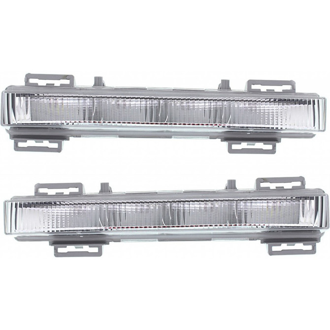 CarLights360: For 2012 2013 2014 2015 Mercedes-Benz ML500 Daytime Running Light Driver and Passenger Side Pair DOT Gray Bezel w/Bulbs LED Daytime Running Light Type - For MB2562103 (PLX-M0-12-0146-00-1-CL360A9)