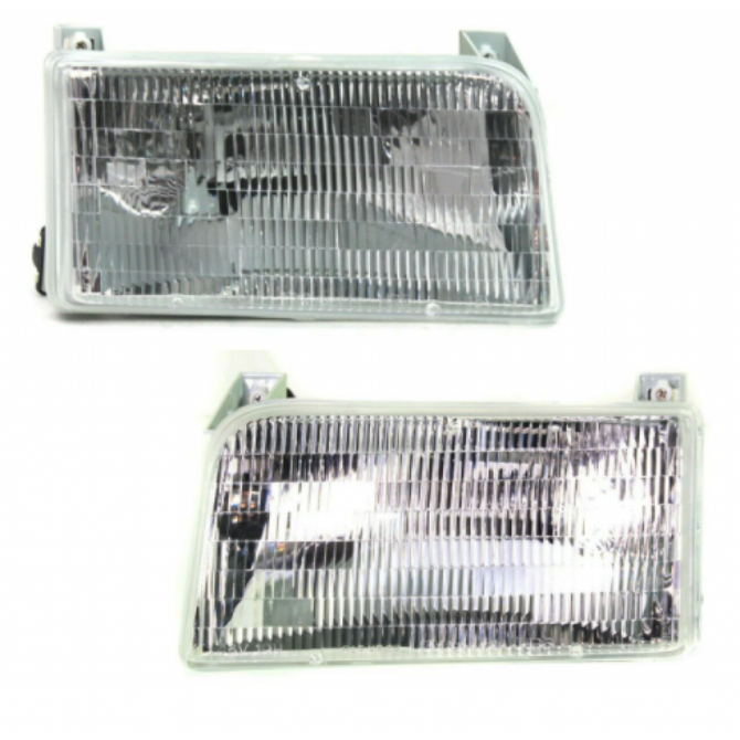 For 1992-1996 Ford Bronco Headlight Driver and Passenger Side DOT Certified Bulbs Included FO2503114 FO2502118 - Replaces F2TZ 13008 A, F2TZ 13008 B ; (PLX-M0-20-1934-00-1)