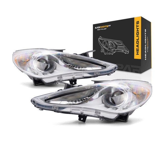 Fits Hyundai Sonata Headlight 2011 12 13 2014 Pair Driver and Passenger Side GLS Halogen Type 1 White Bezel CAPA Certified HY2502159 | HY2503159 - Replaces 92101-3Q000 | 92102-3Q000 (PLX-M0-20-9150-00-9)