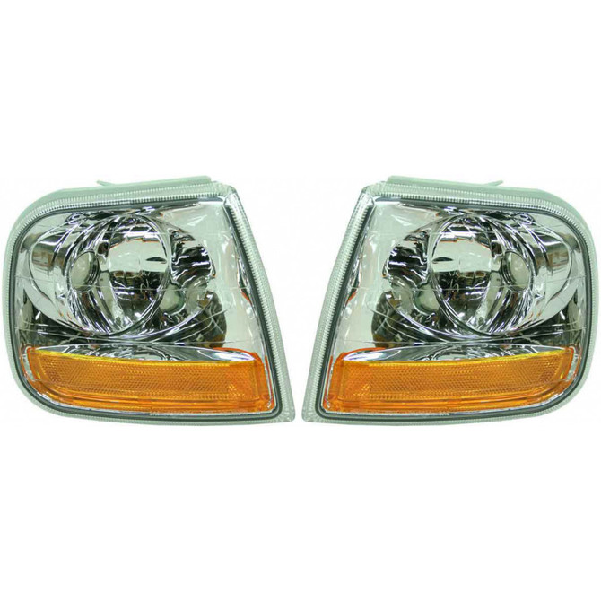 CarLights360: For Ford F-150 Signal Corner Light 2001 2002 2003 Pair Driver and Passenger Side Replaces FO2520170 + FO2521170 (PLX-M1-329-1504L-US-CL360A1)