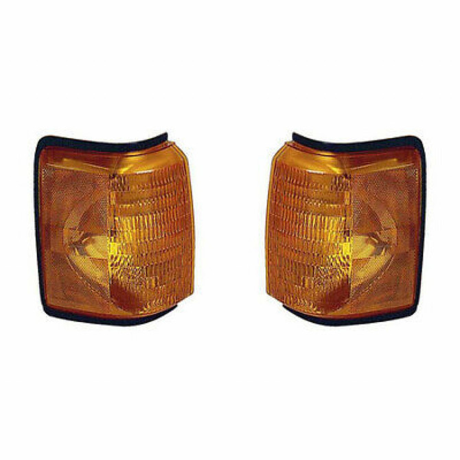 For Ford F-Pickup/Bronco Parking Light Assembly Unit 1987 88 89 90 1991 Pair Driver and Passenger Side (Chrome) w/o Chrome & Black (PLX-M1-330-1509L-US)