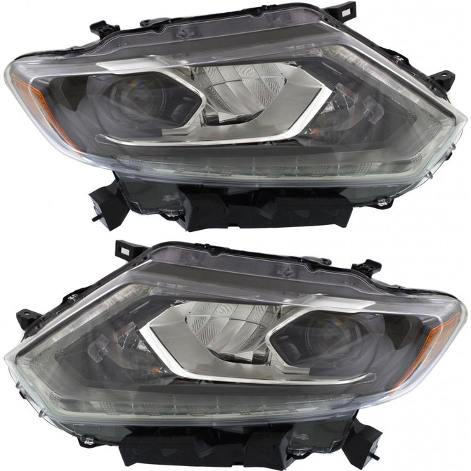 For Nissan Rogue Headlight Assembly 2014 2015 Pair Driver and Passenger Side LED NI2502228 + NI2503228 (PLX-M1-314-1194LMASM2)