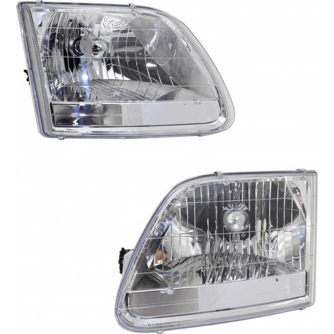 CarLights360: For Ford F-150 Headlight 2001 2002 2003 Pair Driver and Passenger Side w/ Bulbs Replaces FO2502211 + FO2503211 (PLX-M1-329-1151L-AS-CL360A1)