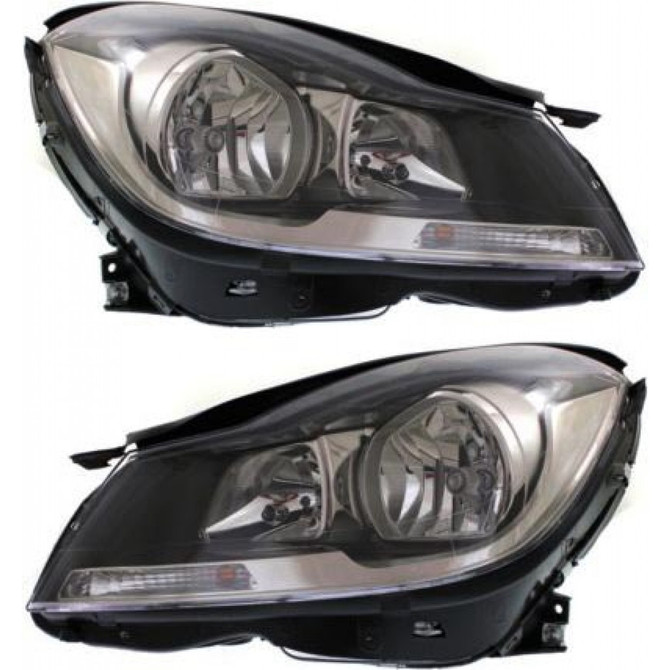 CarLights360: For Mercedes-Benz C250 Headlight 2012 2013 2014 2015 Pair Driver and Passenger Side Black Housing DOT Certified For MB2502186 | MB2503186 (PLX-M1-339-1135L-AF2-CL360A1)