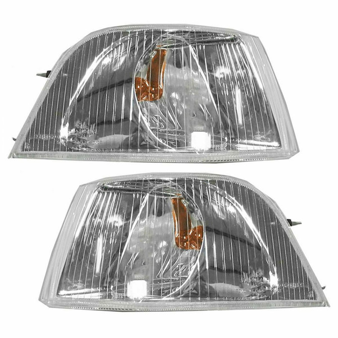 CarLights360: For Volvo V40 Signal Corner Light 2001 02 03 2004 Pair Driver and Passenger Side | Chrome | w/ Bulbs | DOT Certified | VO2520109 + VO2521109 (PLX-M1-372-1510L-AF1-CL360A2)