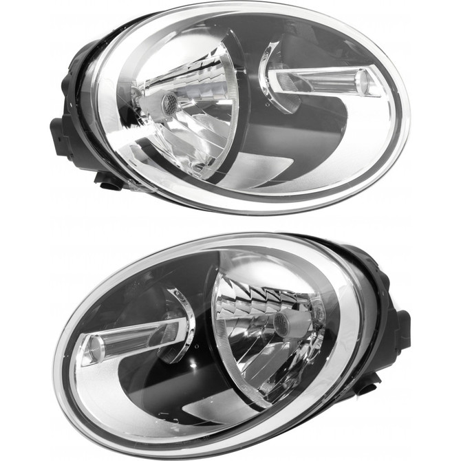 CarLights360: For Volkswagen Beetle Headlight 2012 13 14 15 16 17 2018 Pair Driver and Passenger Side W/ Bulbs Black Housing CAPA Certified Replaces VW2502147 | VW2503147 (PLX-M1-340-1132L-AC2-CL360A1)