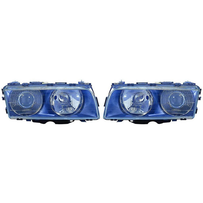 For BMW 740i / 740iL Headlight Assembly 1995 96 97 1998 Pair Driver and Passenger Side | HID | BM2502131 + BM2503131 (PLX-M1-343-1113LXASH2)