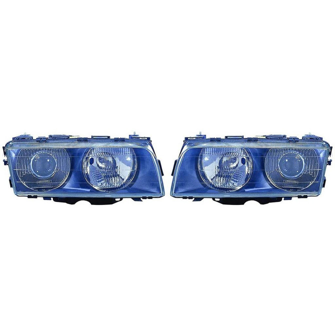 For BMW 740i / 740iL Headlight Assembly 1995 96 97 1998 Pair Driver and Passenger Side | HID | BM2502131 + BM2503131 (PLX-M1-343-1113LXASH2)