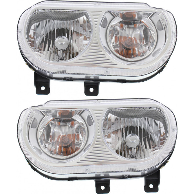 CarLights360: For Dodge Challenger Headlight 2008-2014 Pair Driver and Passenger Side w/ Bulbs DOT Certified Replaces CH2518137 + CH2519137 (PLX-M1-333-1133L-AF-CL360A1)
